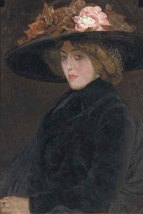 Leo Gestel Portrait of an elegant lady with a hat Norge oil painting art